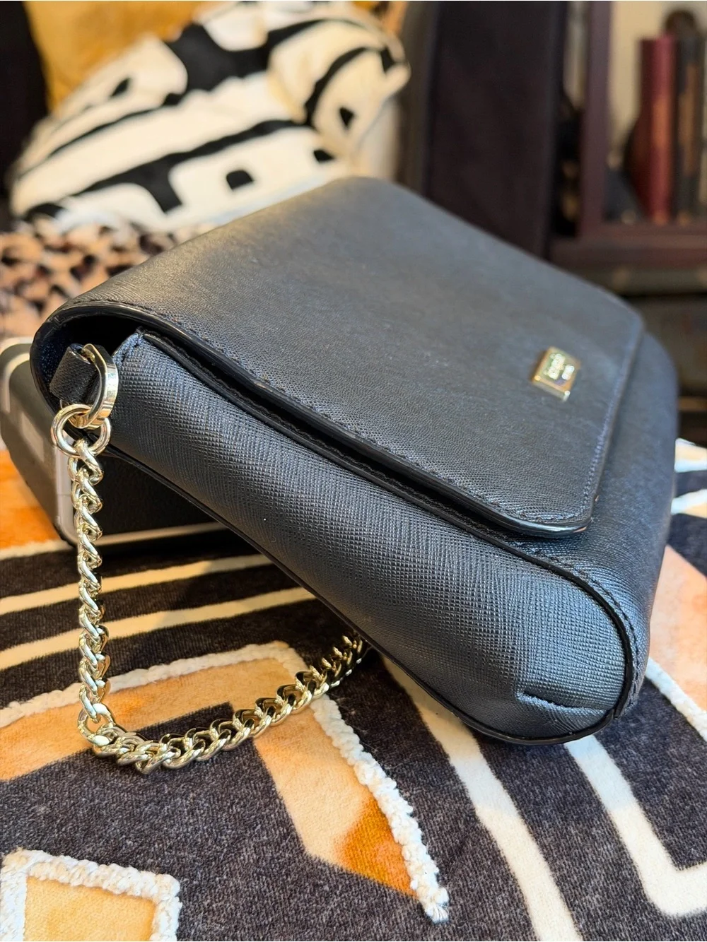 Kate Spade Black Saffiano Leather Crossbody with Gold Hardware